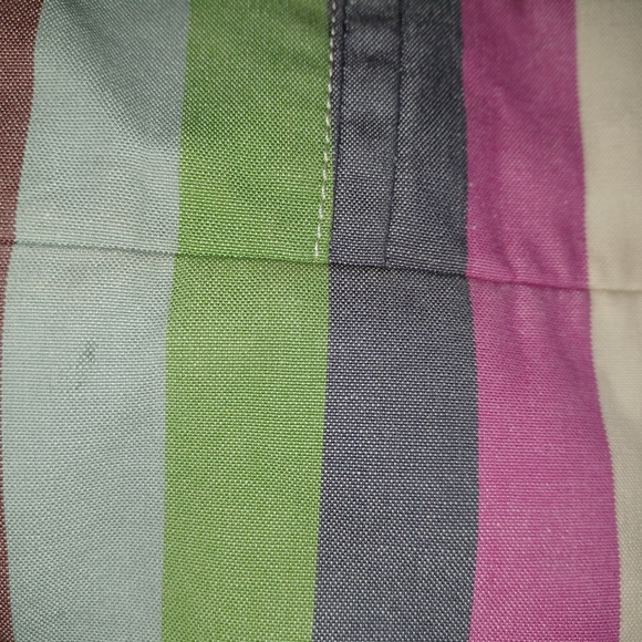 COACH  POPPY BAG , GOLD LEATHER TRIM, STRIPED FABRIC GENTLY USED  "As Is" - Picture 11 of 13